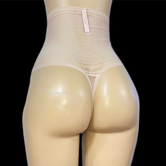 Victorias Secret Incredible Sexy Sheer Lace High Waist Thong Panty Champagne S - Picture 1 of 4